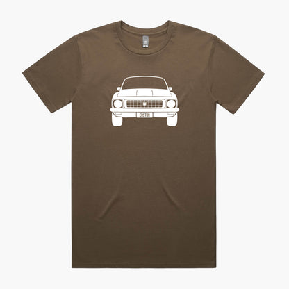 Walnut t-shirt featuring a front-view silhouette of the Holden LJ Torana on the chest.