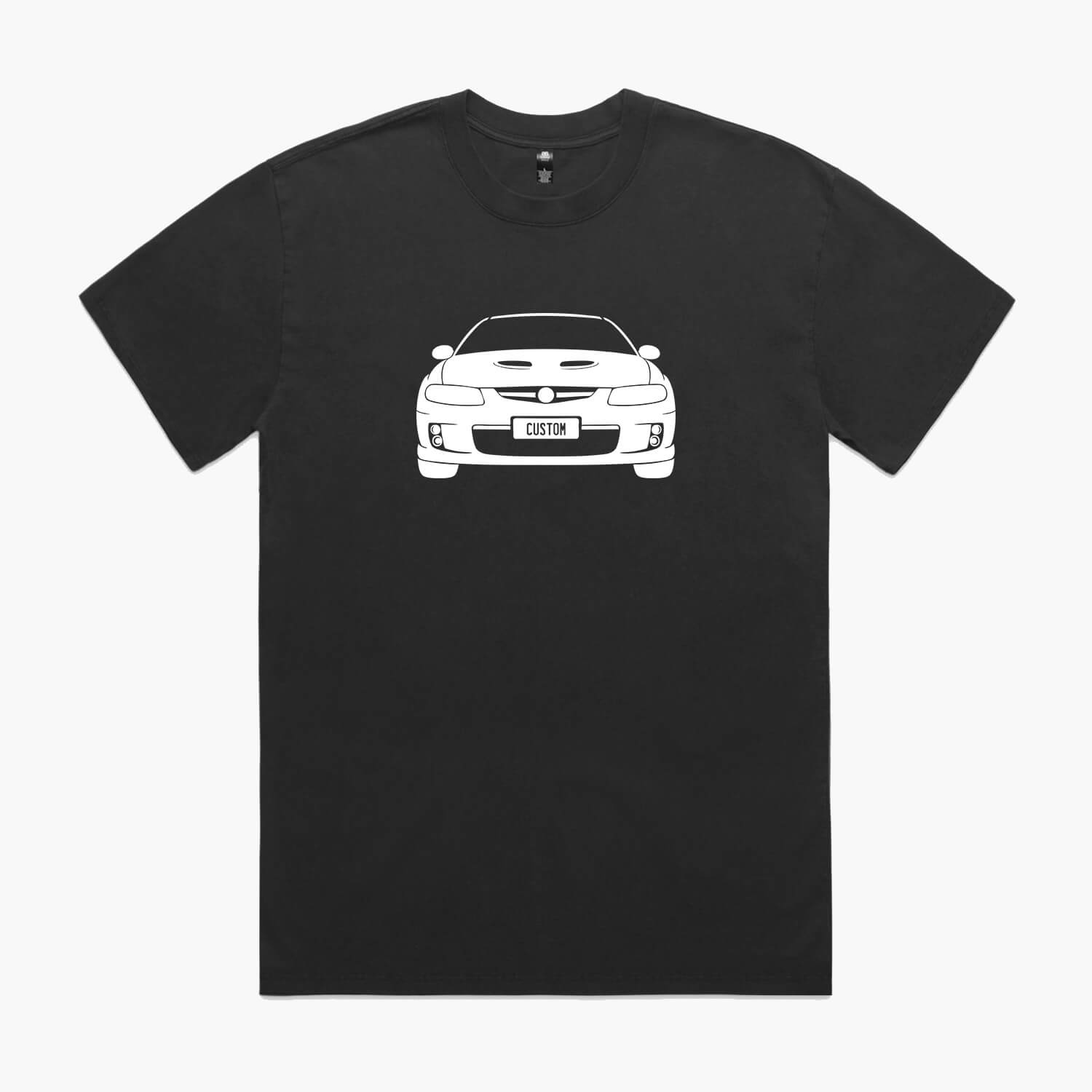 Faded Black t-shirt featuring a Holden Monaro silhouette print with custom number plate.