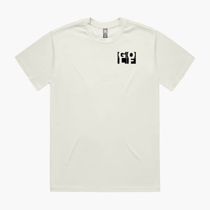 Cream oversized t-shirt with small black GOLF logo in block lettering